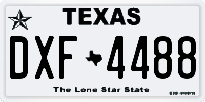 TX license plate DXF4488