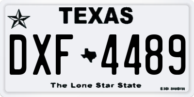 TX license plate DXF4489