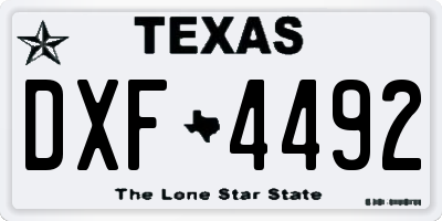 TX license plate DXF4492