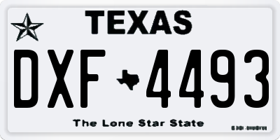 TX license plate DXF4493