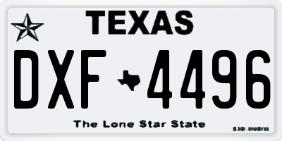 TX license plate DXF4496