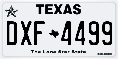 TX license plate DXF4499