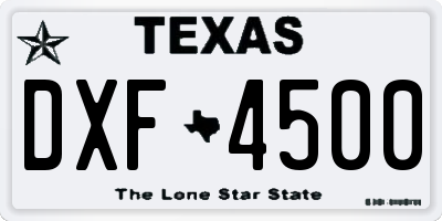 TX license plate DXF4500