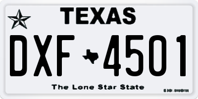 TX license plate DXF4501