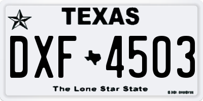 TX license plate DXF4503