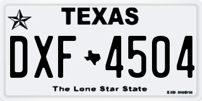 TX license plate DXF4504