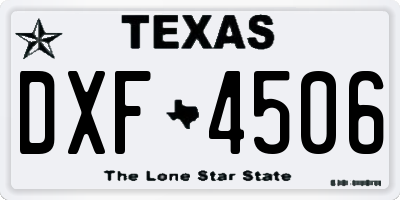 TX license plate DXF4506