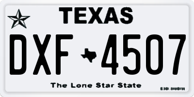 TX license plate DXF4507