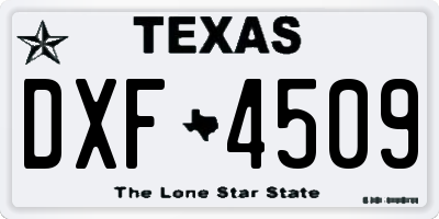 TX license plate DXF4509