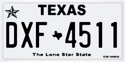 TX license plate DXF4511