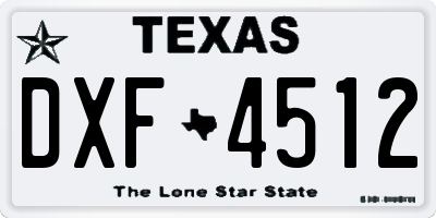 TX license plate DXF4512