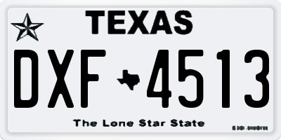 TX license plate DXF4513