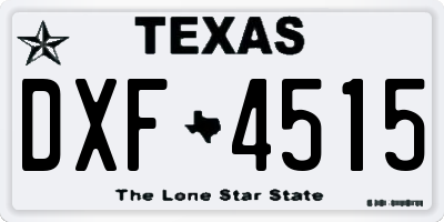 TX license plate DXF4515