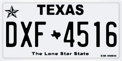TX license plate DXF4516