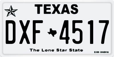 TX license plate DXF4517