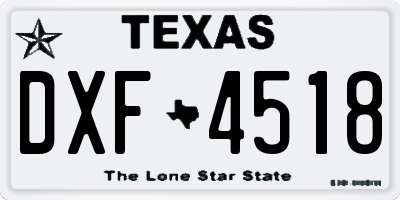TX license plate DXF4518