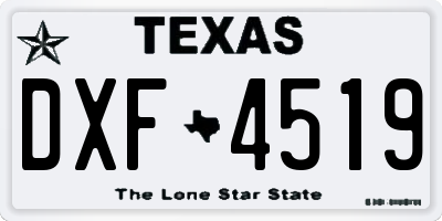 TX license plate DXF4519
