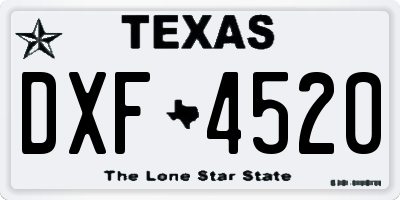 TX license plate DXF4520