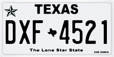 TX license plate DXF4521