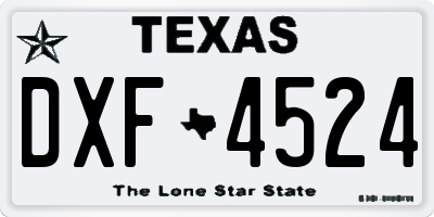 TX license plate DXF4524