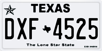 TX license plate DXF4525
