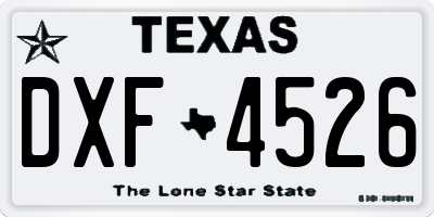 TX license plate DXF4526