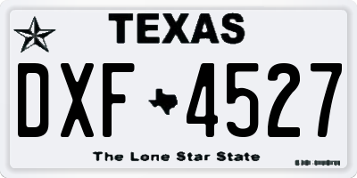 TX license plate DXF4527