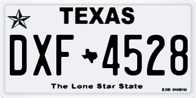 TX license plate DXF4528