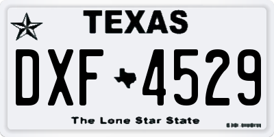 TX license plate DXF4529