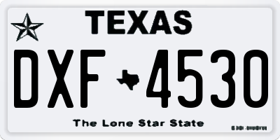 TX license plate DXF4530