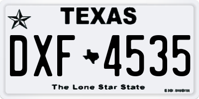 TX license plate DXF4535