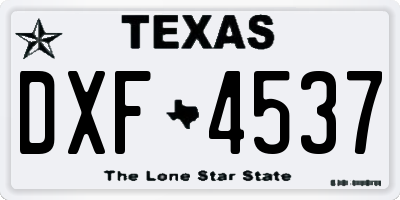 TX license plate DXF4537