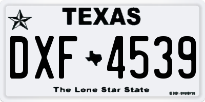 TX license plate DXF4539