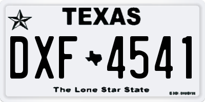 TX license plate DXF4541