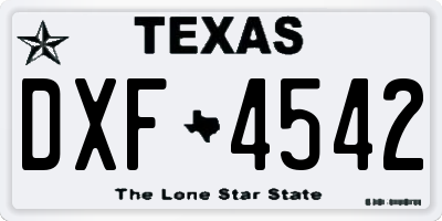 TX license plate DXF4542