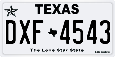 TX license plate DXF4543