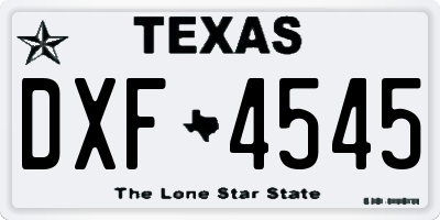 TX license plate DXF4545
