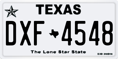 TX license plate DXF4548
