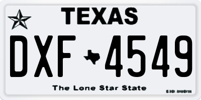 TX license plate DXF4549