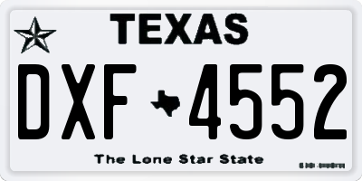 TX license plate DXF4552