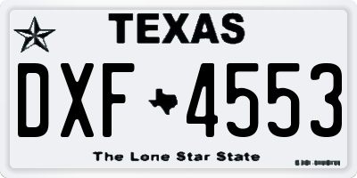 TX license plate DXF4553