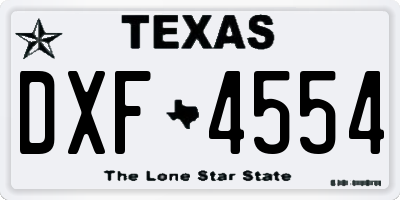 TX license plate DXF4554