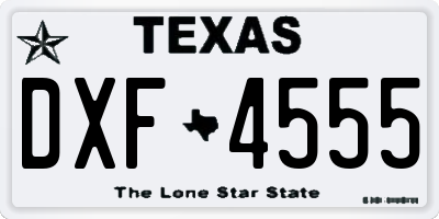 TX license plate DXF4555