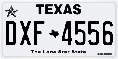 TX license plate DXF4556