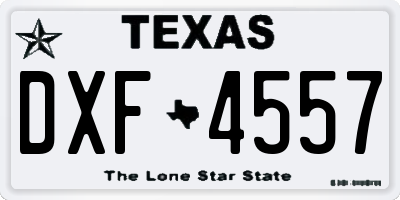 TX license plate DXF4557