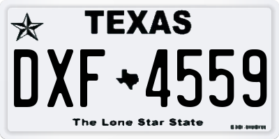 TX license plate DXF4559