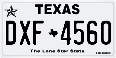 TX license plate DXF4560
