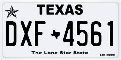 TX license plate DXF4561