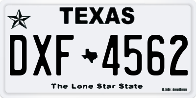 TX license plate DXF4562