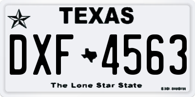TX license plate DXF4563